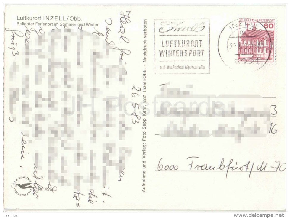 Luftkurort Inzell - Obb. - beliebter Ferienort im Sommer und Winter - 495 - Germany - 1983 gelaufen - JH Postcards