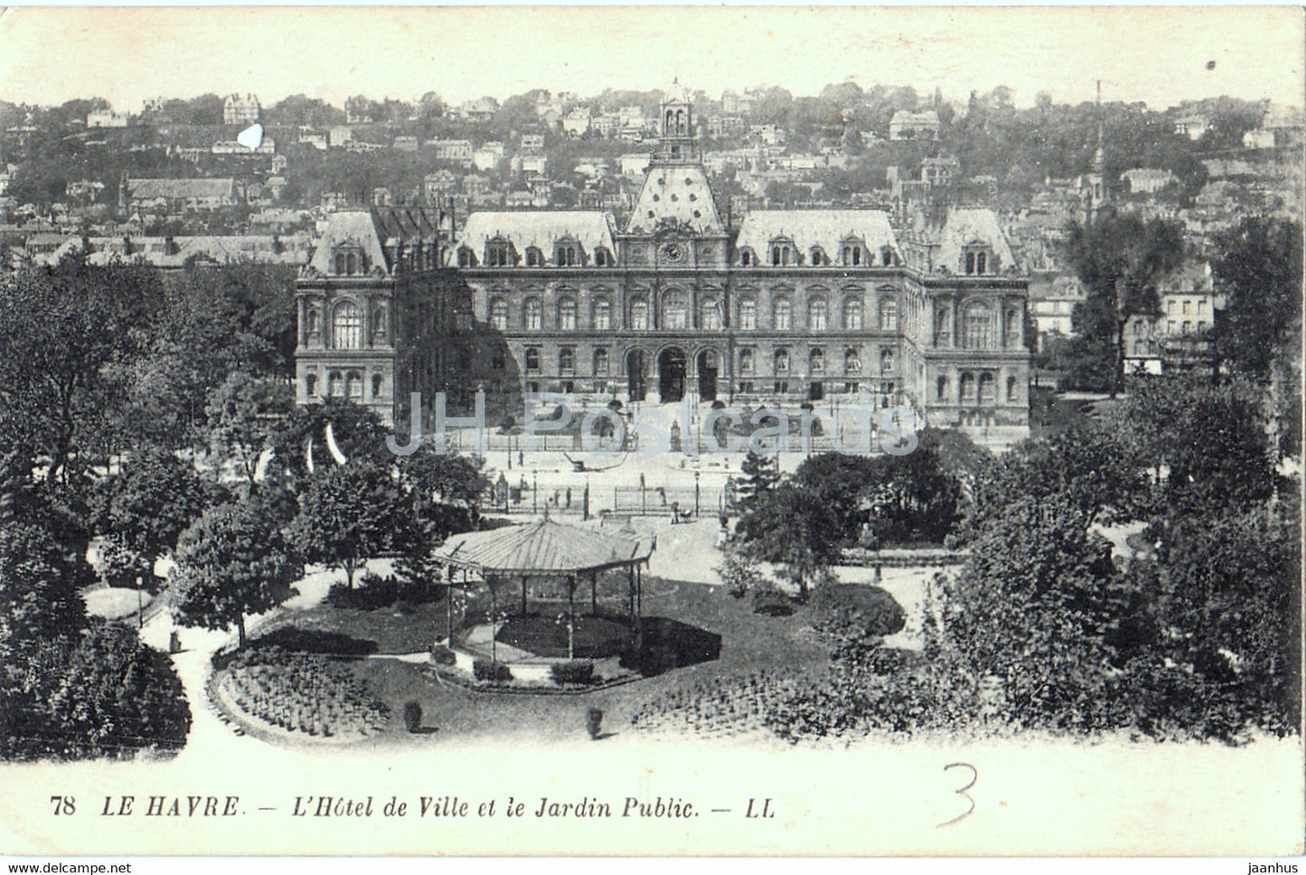 Le Havre - L'Hotel de Ville et le Jardin Public - 78 - old postcard - 1921 - France - used - JH Postcards