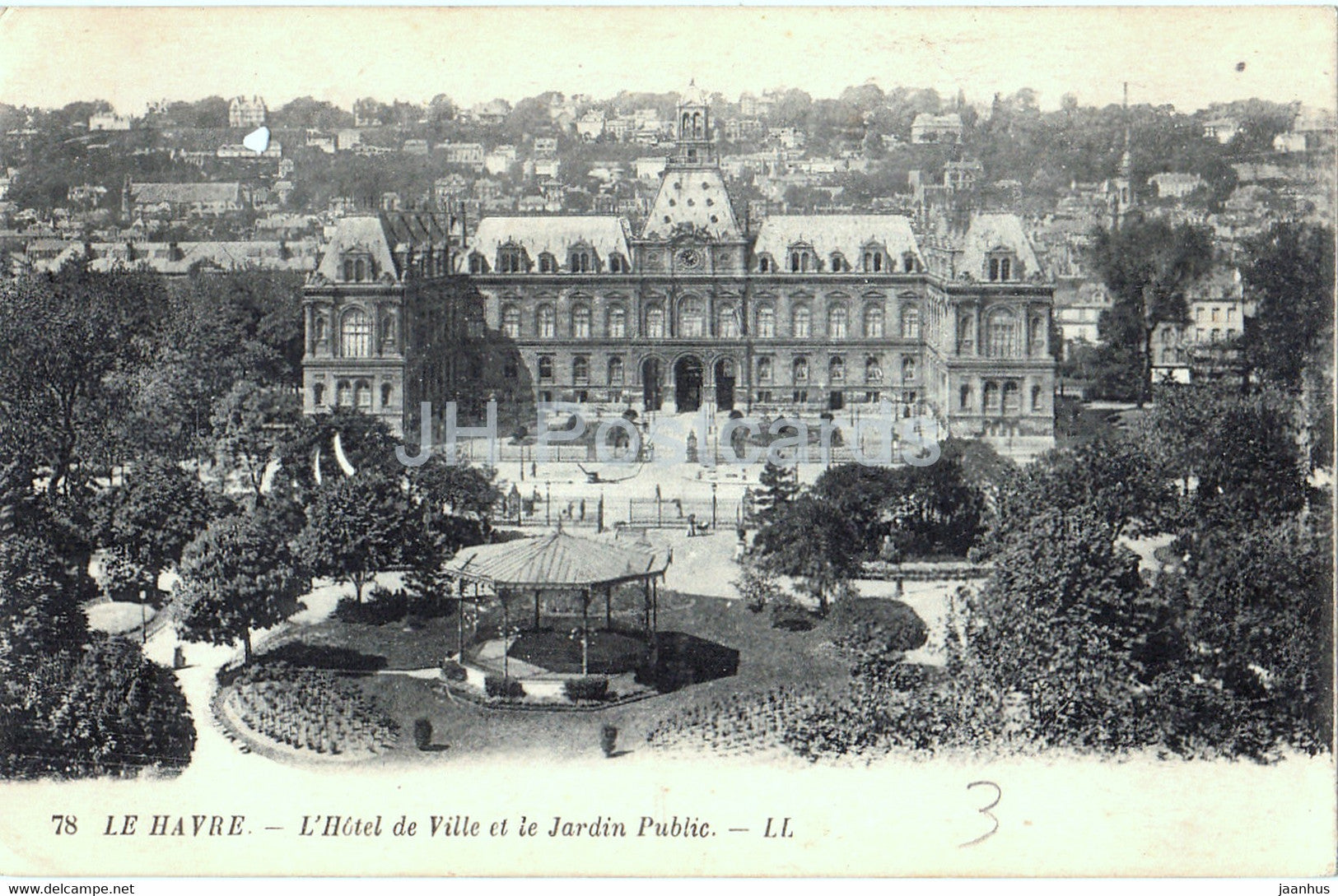 Le Havre - L'Hotel de Ville et le Jardin Public - 78 - old postcard - 1921 - France - used - JH Postcards