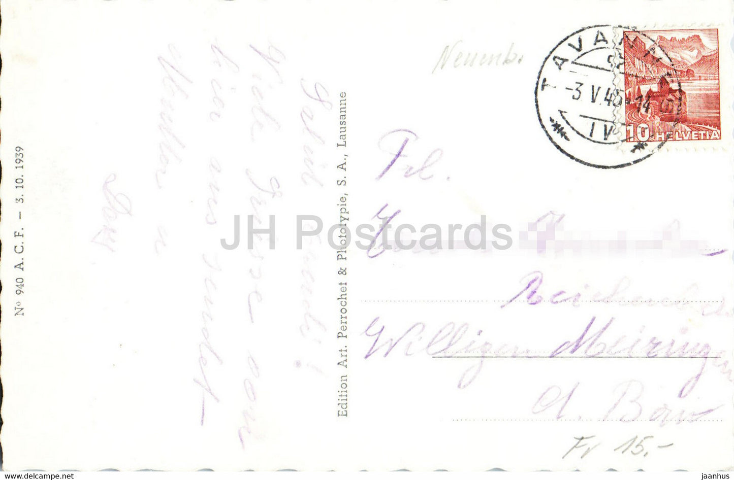 Tavannes - 7048 - carte postale ancienne - 1945 - Suisse - occasion