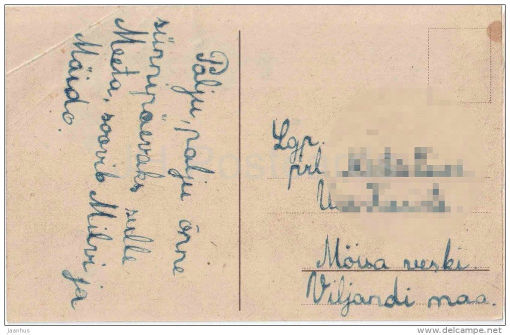 flowers - old postcard - circulated in Estonia Viljandi 1930s - JH Postcards
