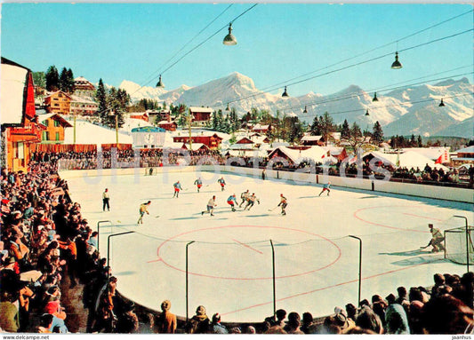 Villars sur Ollon - La patinoire artificelle au fond le Grand Muveran - ice hockey - 12 - 1963 - Switzerland - used - JH Postcards