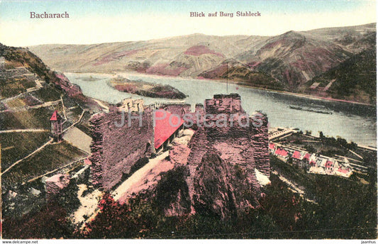 Bacharach - Blick auf Burg Stahleck - old postcard - Germany - unused - JH Postcards
