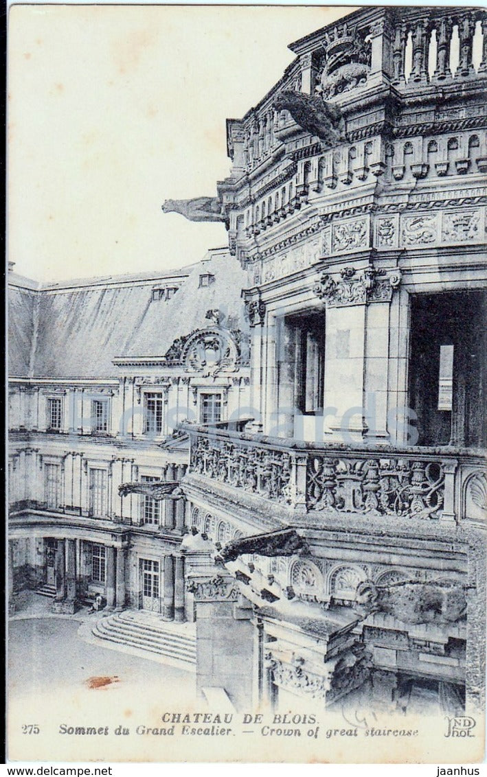 Chateau de Blois - Sommet du Grand Escalier - Crown of great staircase - castle - 275 - old postcard - France - unused - JH Postcards