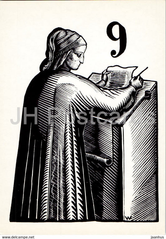 The New Life of Dante Alighieri La Vita Nuova - 1 - illustration by Favorsky - 1988 - Russia USSR - unused - JH Postcards