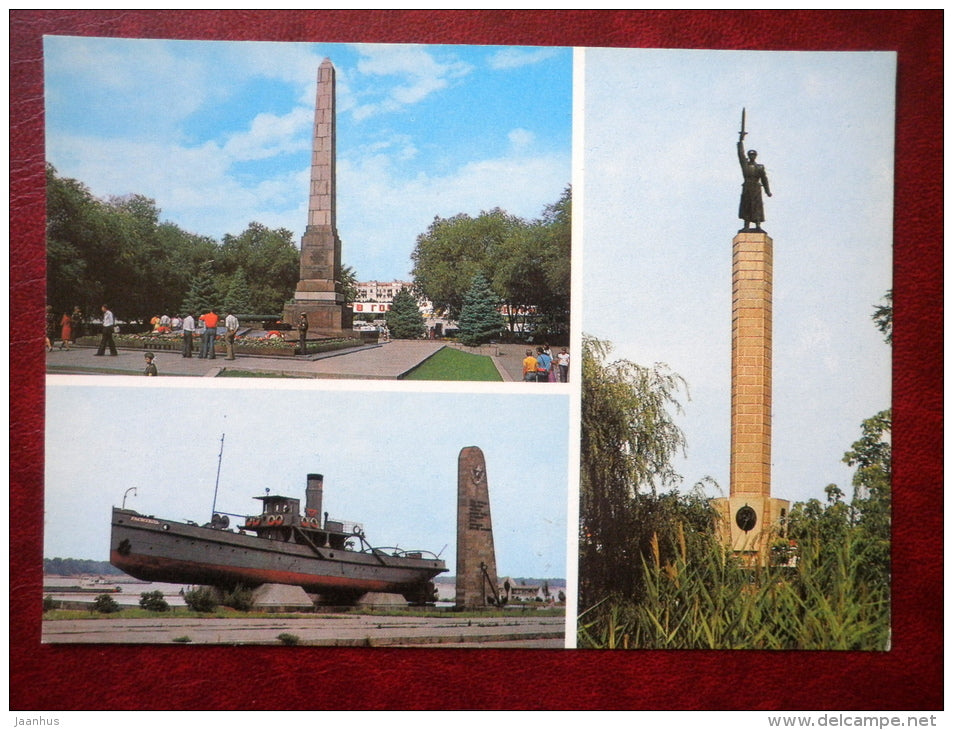 monuments - fire boat Gasitel - Volgograd - 1984 - Russia USSR - unused - JH Postcards