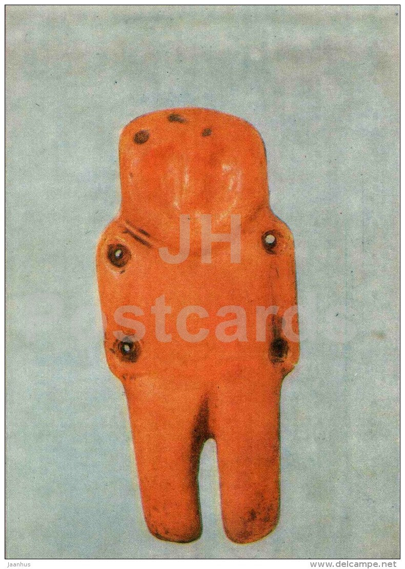 Amber Amulet , later neolithic age - art - Amber - Gintaras - 1973 - Lithuania USSR - unused - JH Postcards