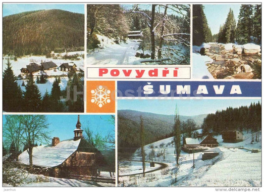 Povydri Sumava - Vydra river - church - town architecture - Czechoslovakia - Czech - used 1976 - JH Postcards