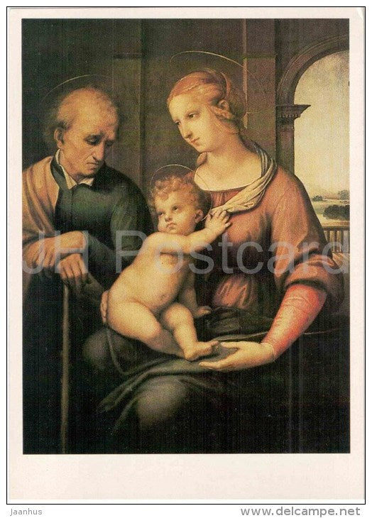 painting by Raphael - Holy Family , Madonna and Joseph , 1506 - italian art - unused - JH Postcards