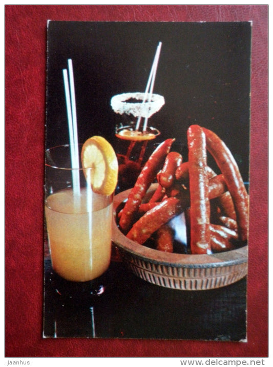 hunting sausages - cocktails - recipes - Estonian Cuisine - 1973 - Russia USSR - unused - JH Postcards