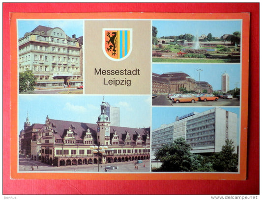 hotel International - Old Town Hall - Main Railway Station - hotel Leipzig - Leipzig - 1987 - Germany DDR - unused - JH Postcards