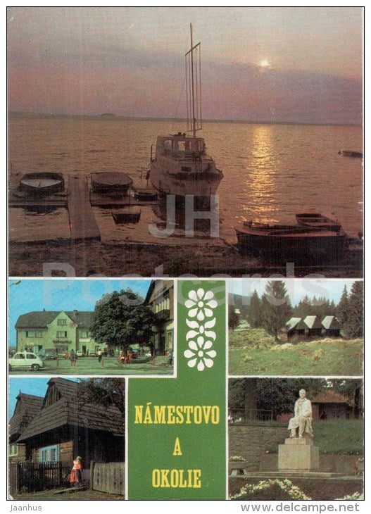 Namestovo a Okolie - Orava Dam - Namestovo square - monument to P. Hviezdoslav - Czechoslovakia - Slovakia - used 1975 - JH Postcards