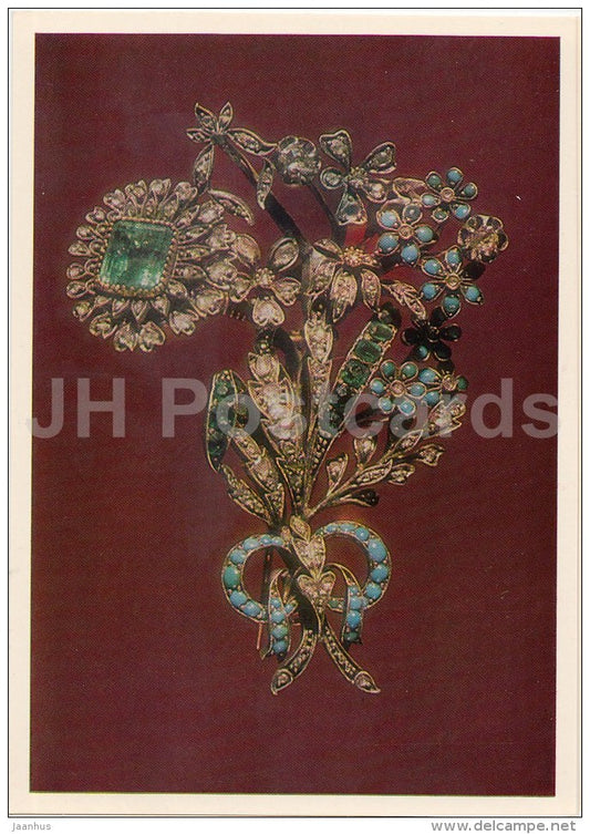 Brooch , Russia - gold and silver - Jewellery - 1985 - Russia USSR - unused - JH Postcards