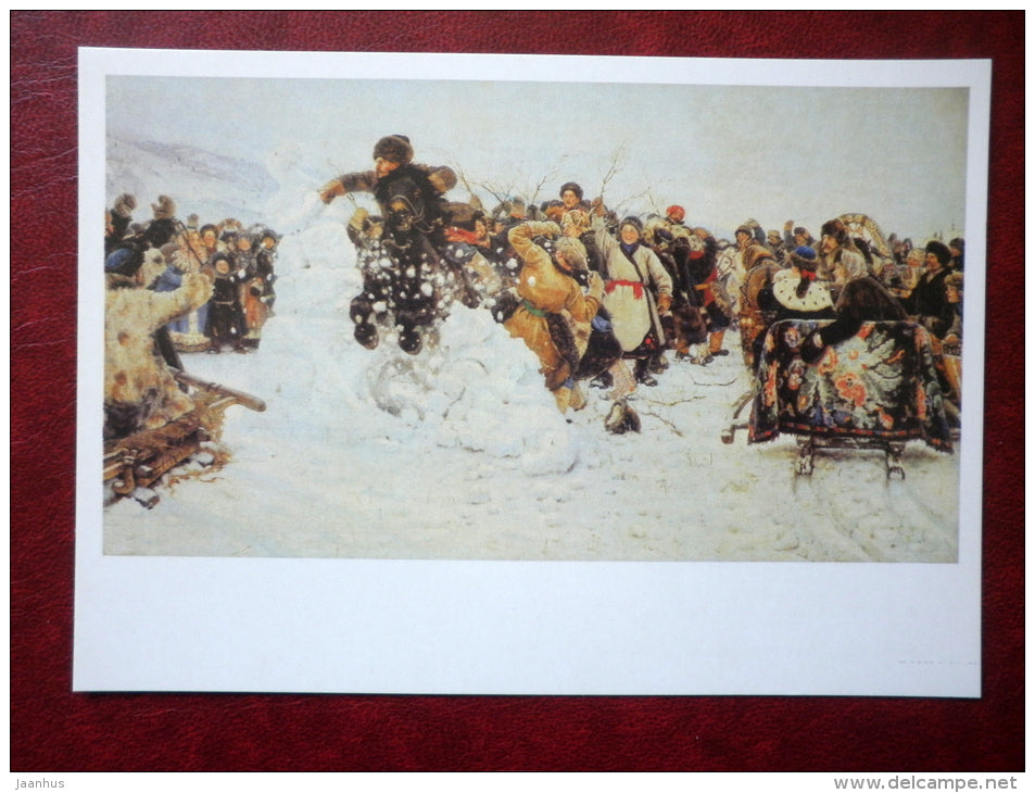 painting by V. Surikov , Taking a Snow Town , 1891 - sledge - russian art  - unused - JH Postcards