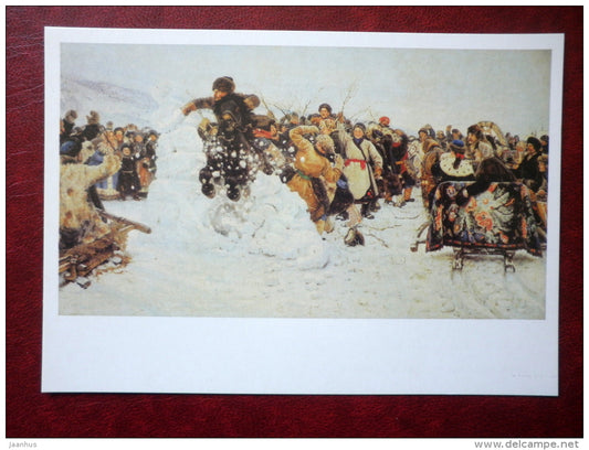 painting by V. Surikov , Taking a Snow Town , 1891 - sledge - russian art  - unused - JH Postcards