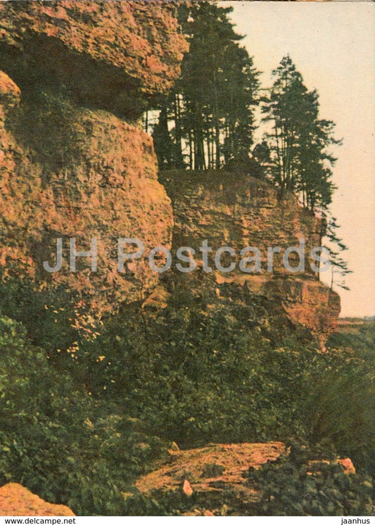 Crags near the Daugava river - Latvian Views - old postcard - Latvia USSR - unused - JH Postcards