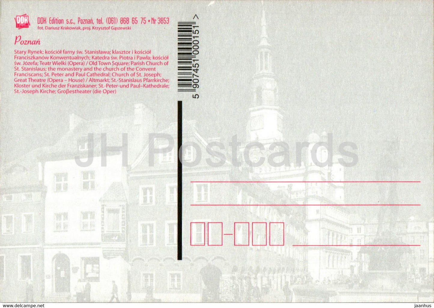 Poznan - Stary Rynek - Old Town Square - Parish Church of St Stanislaus - horse carriage - multiview - Poland - unused