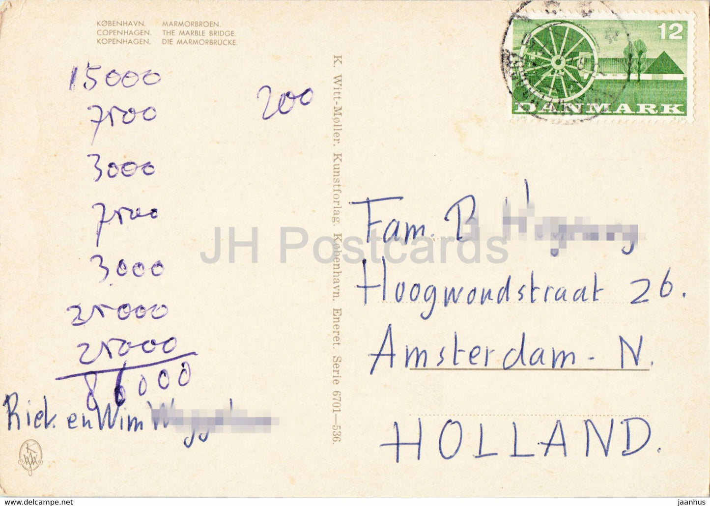 Copenhagen - The Marble Bridge - boat - Denmark - used