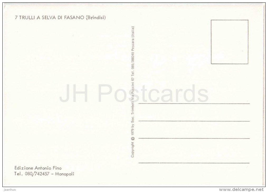 Trulli a Selva di Fasano - Brindisi - Puglia - 7 - Italia - Italy - unused - JH Postcards