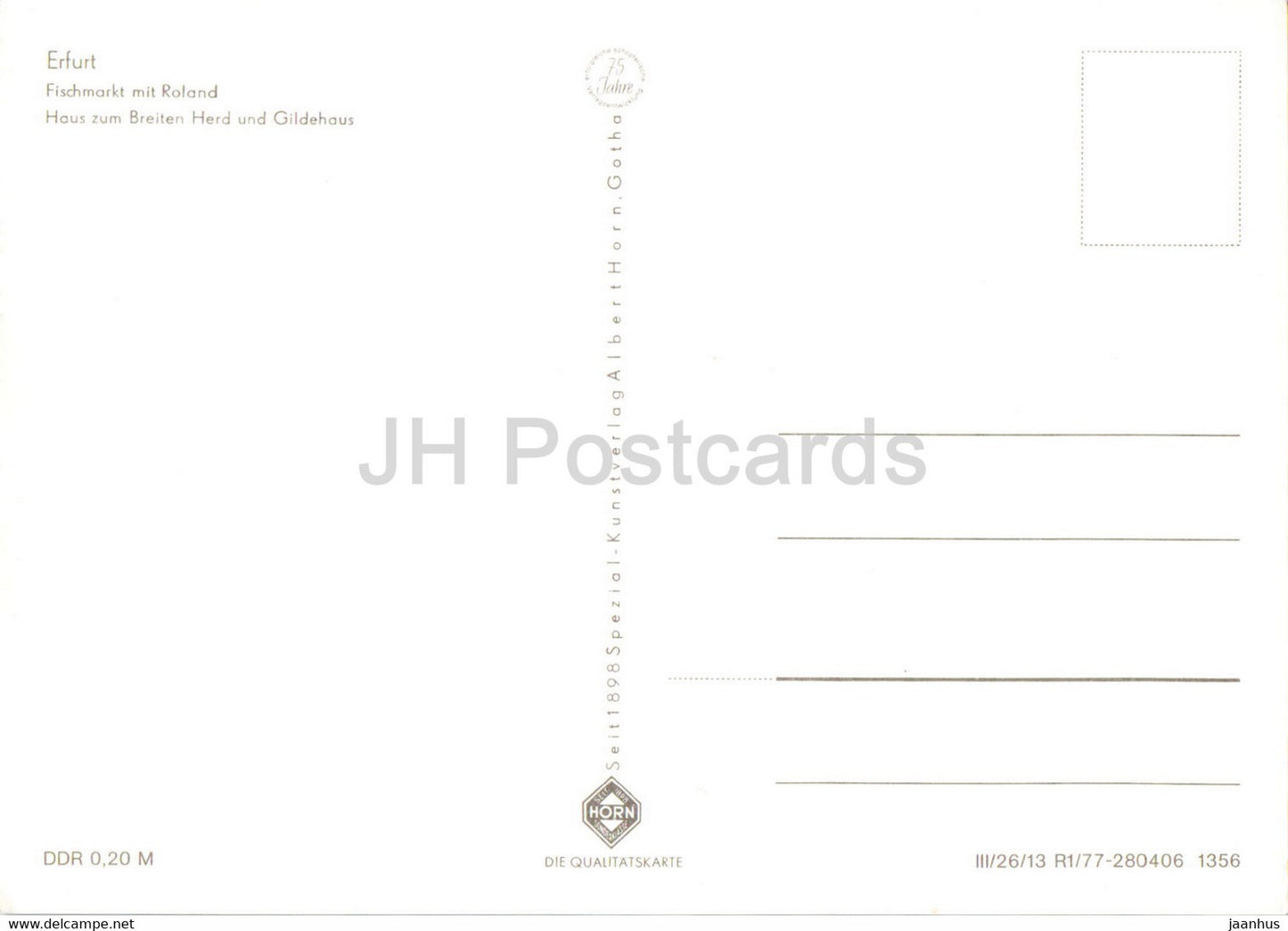 Erfurt - Fischmarkt mit Roland - Haus zum Breiten Herd und Gildehaus - Germany DDR - unused