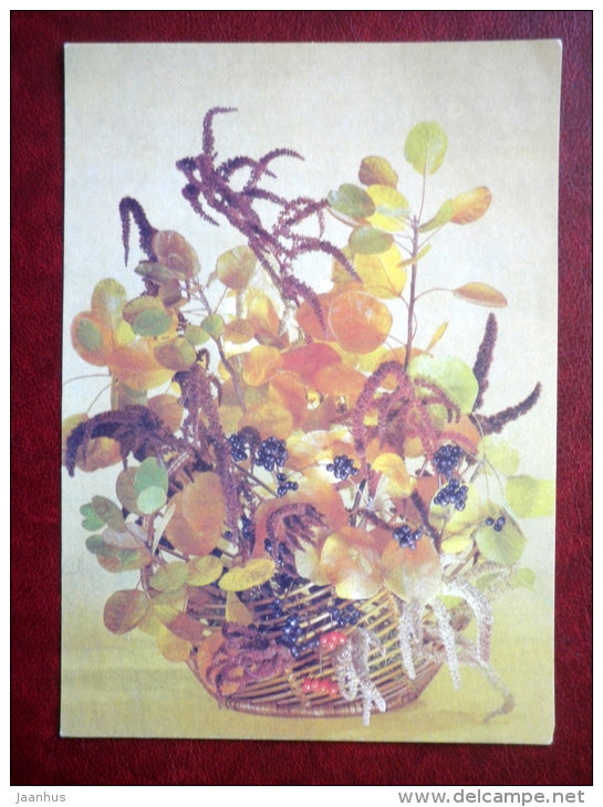 Greeting card - plants - berries - 1990 - Russia USSR - used - JH Postcards