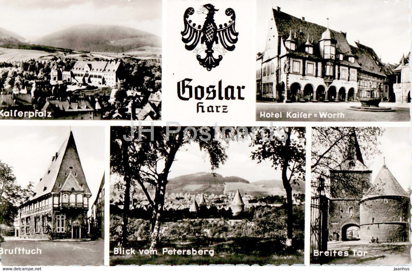 Goslar - Harz - Kaiserpfalz - Hotel Kaiser Worth - Brusttuch - Breites Tor - 1961 - Germany - used - JH Postcards