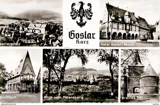 Goslar - Harz - Kaiserpfalz - Hotel Kaiser Worth - Brusttuch - Breites Tor - 1961 - Germany - used - JH Postcards
