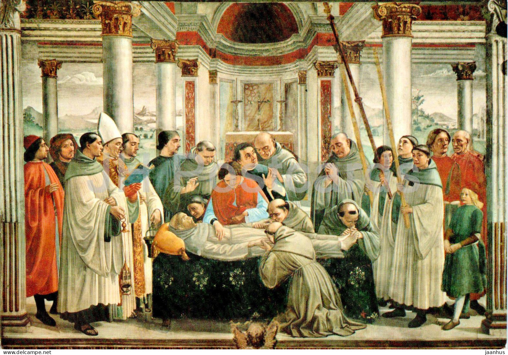 Firenze - Florence - Basilica di S Trinita - D Ghirlandaio - La Morte di S Francesco - painting - 599 - Italy - used - JH Postcards