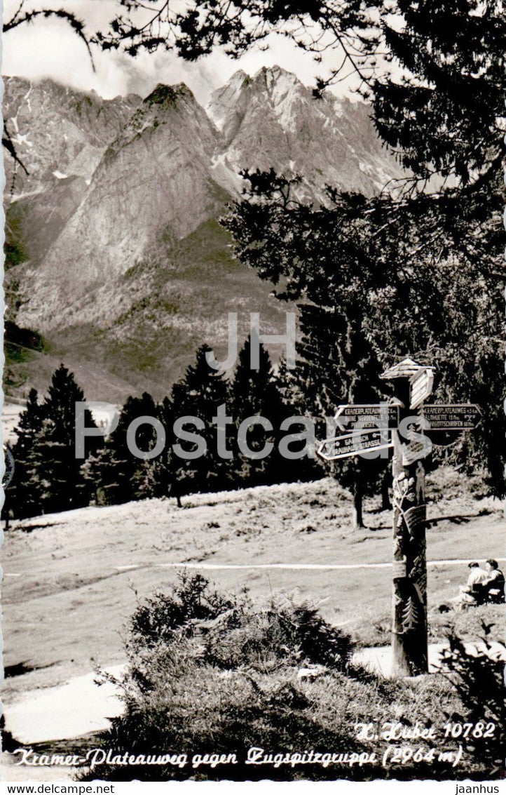 Kramer Plateauweg gegen Zugspitzgruppe - old postcard - 1954 - Germany - used - JH Postcards
