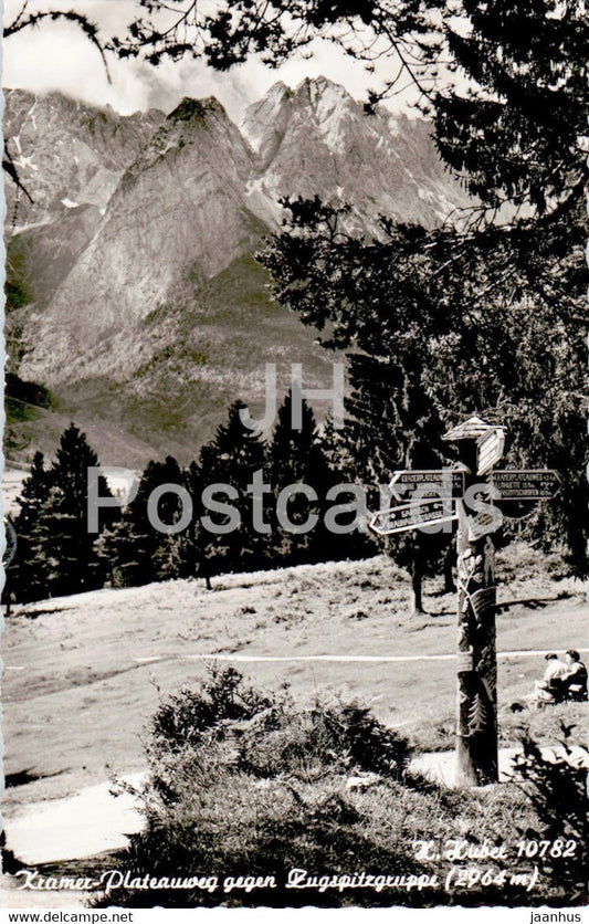 Kramer Plateauweg gegen Zugspitzgruppe - old postcard - 1954 - Germany - used - JH Postcards