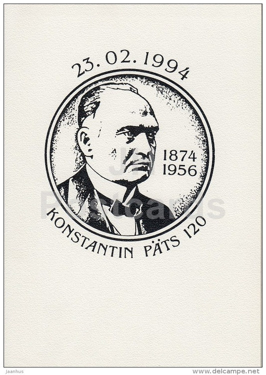illustration by P. Herodes - President of Estonia Konstantin Pats  - Estonia - unused - JH Postcards