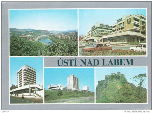 castle - river - town views - Usti nad Labem - Czechoslovakia - Czech - used 1988 - JH Postcards