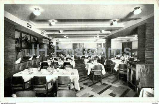 C G Transatlantique - French Line - SS Champlain - La Salle Manager - Dining Room - ship old postcard - France - unused - JH Postcards