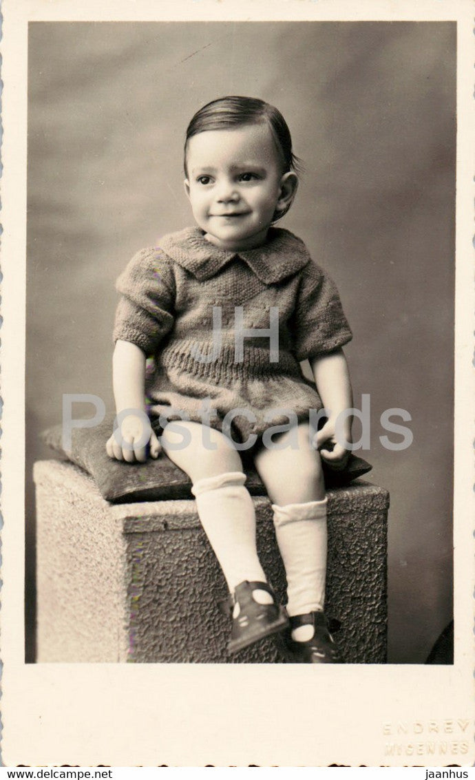 boy - children - Endrey Migennes - old postcard - France - unused - JH Postcards