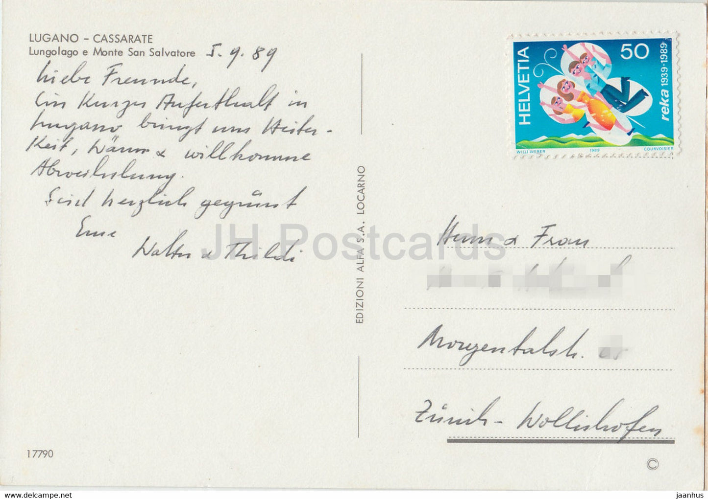 Lugano Cassarate - Lungolago e Monte San Salvatore - 17790 - 1989 - Suisse - d'occasion