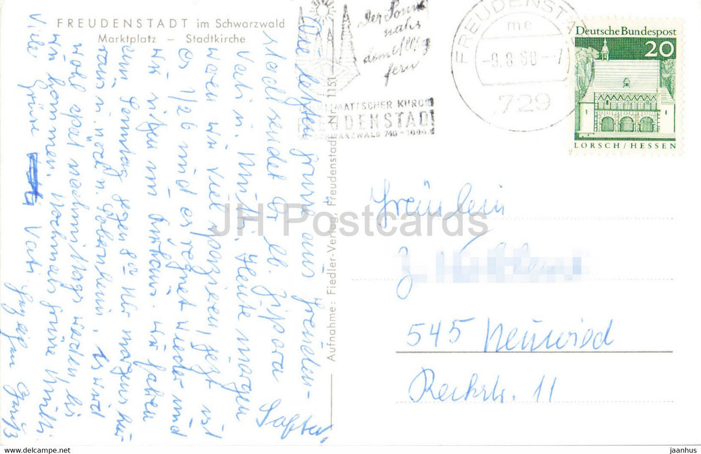 Freudenstadt im Schwarzwald - Marktplatz - Stadtkirche - church - 1960 - Germany - used