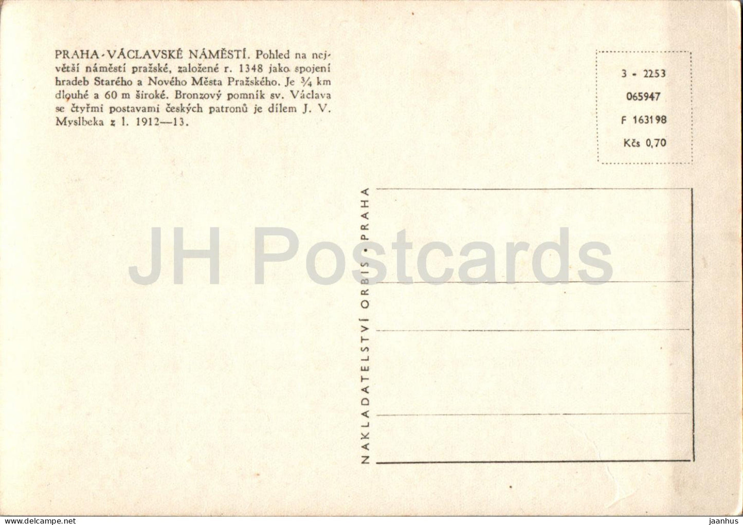 Praha - Prague - Vaclavske Namesti - Wenceslas Square - tram - 065947 - Czech Republic - Czechoslovakia - unused