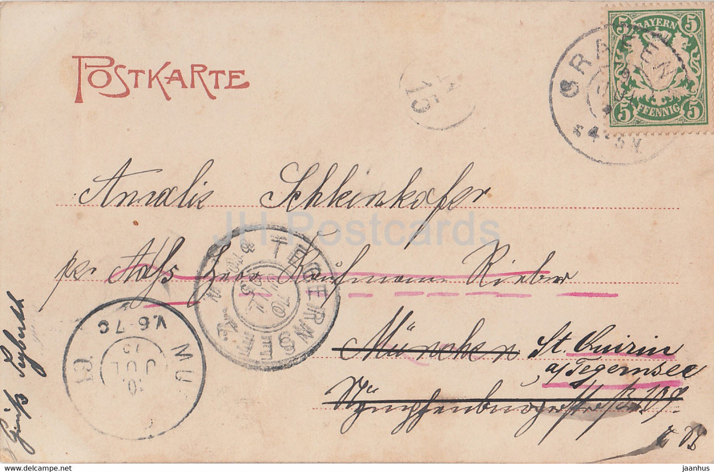 Gruss aus dem Bayer Wald - Am Rachelsee - old postcard - 1905 - Germany - used