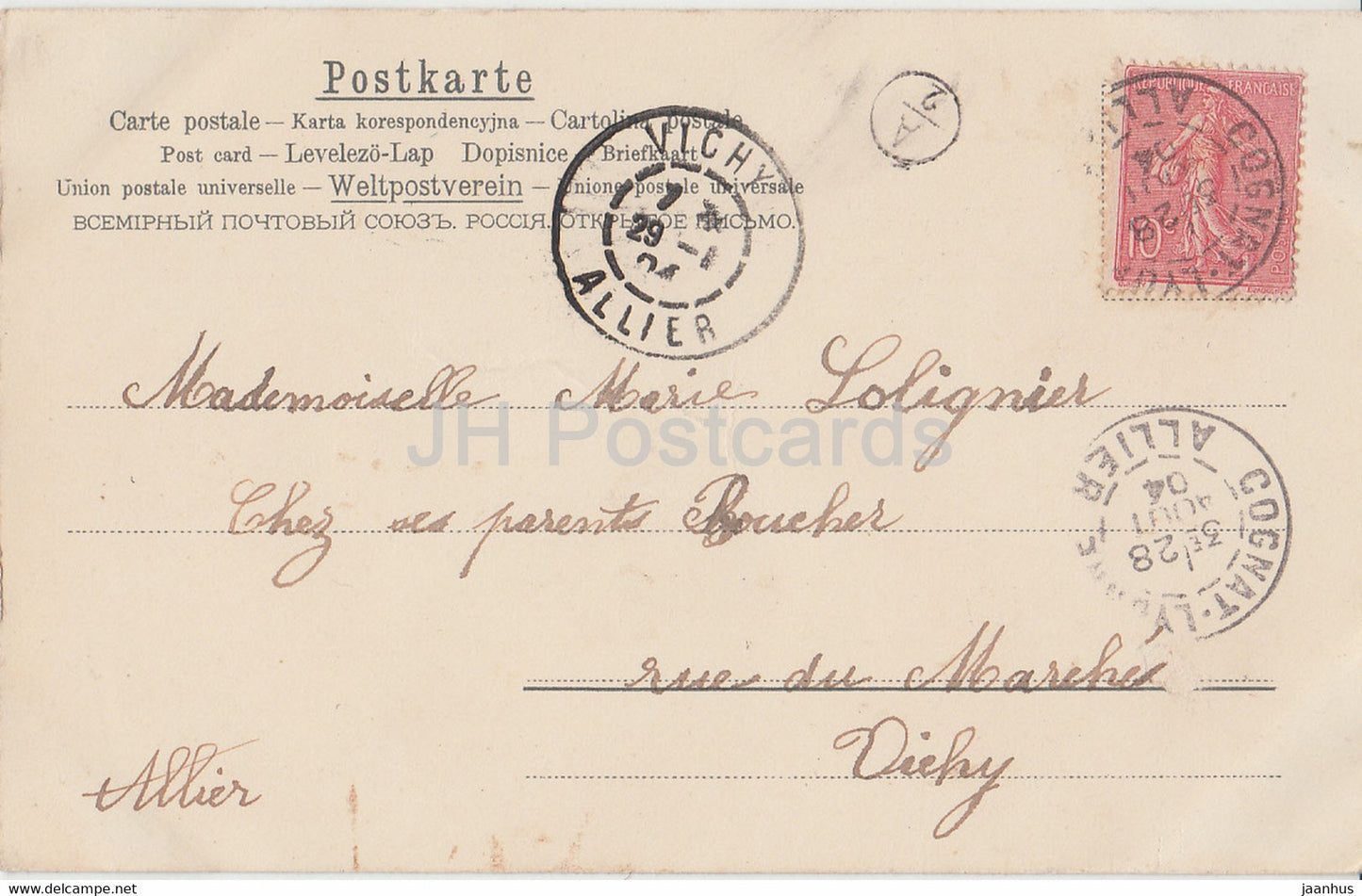 Blumen - gelbe Rosen - Landschaft - K &amp; BD - Illustration - alte Postkarte - 1904 - Deutschland - gebraucht