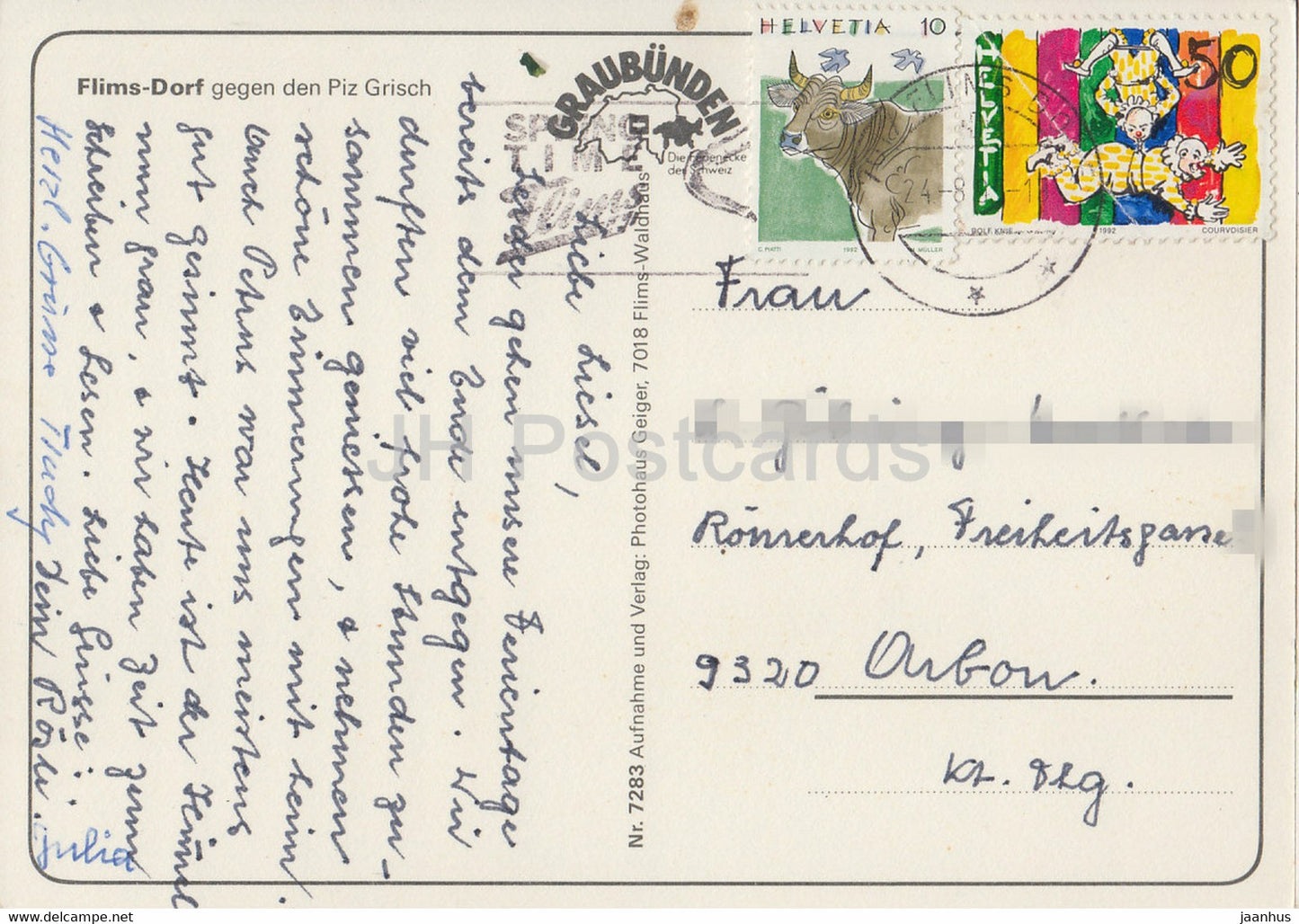 Flims Dorf gegen Piz Grisch - 7283 - Schweiz - gebraucht