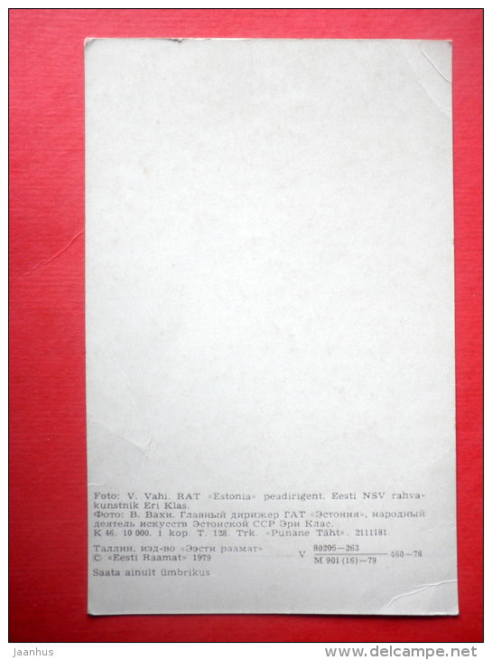 chief conductor of Estonian State Drama Theatre Eri Klas - 1979 - Estonia USSR - unused - JH Postcards