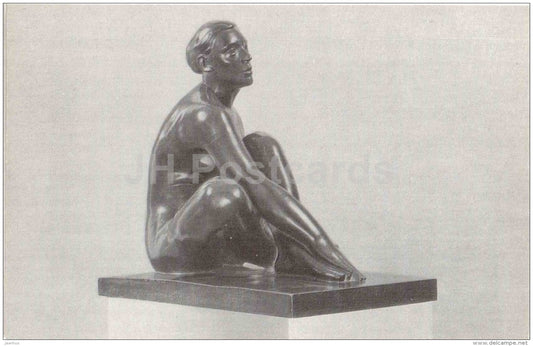 sculpture by Jaan Koort - Sitting Woman , 1926 - estonian art - unused - JH Postcards