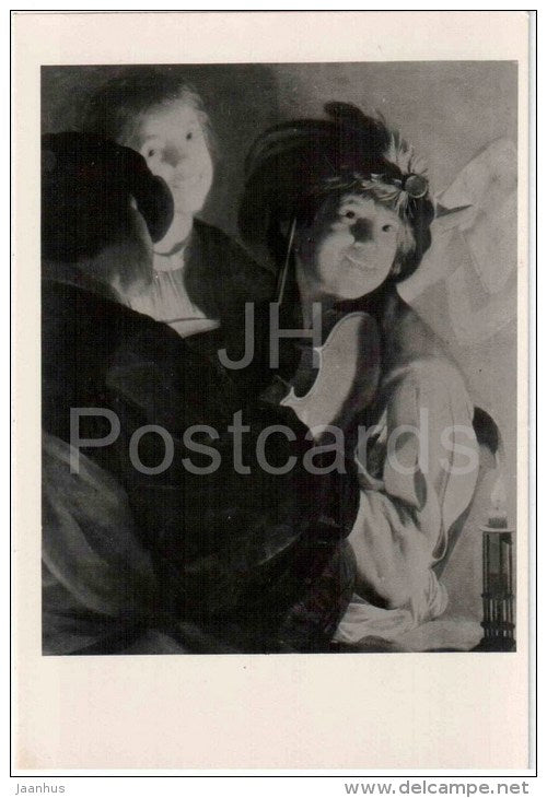 painting by Hendrick ter Brugghen - The Concert - violin - dutch art - unused - JH Postcards