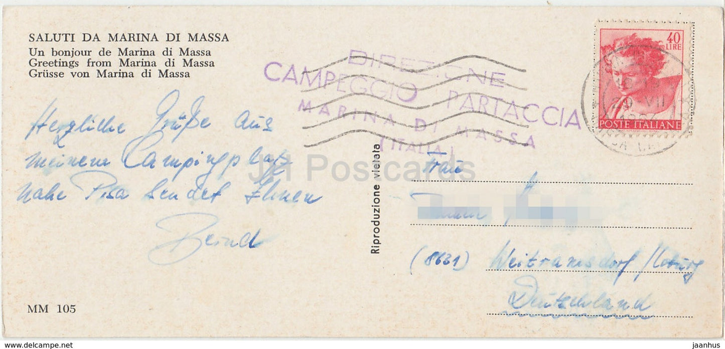 Marina di Massa - plage - bus - MM 105 - Italie - 1967 - occasion