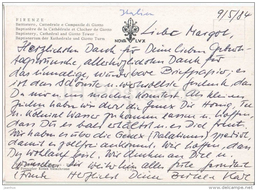 Battistero , Cattedrale e Campanile di Giotto - Firenze - Toscana - Italia - Italy - used - JH Postcards