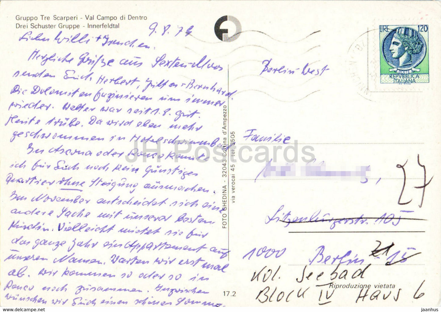 Gruppo Tre Scarperi - Val Campo di Dentro - Drei Schuster Gruppe - Innerfeldtal - 1979 - Italy - used