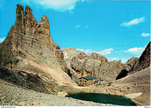 Dolomiti del Catinaccio - Torri del Vaiolet 2821 m - Rifugio Re Alberto 2600 m - Italy - unused - JH Postcards