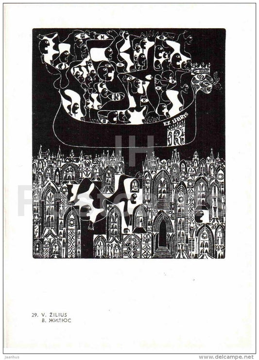V. Zilius - Ex Libris - 1969 - Lithuania USSR - unused - JH Postcards