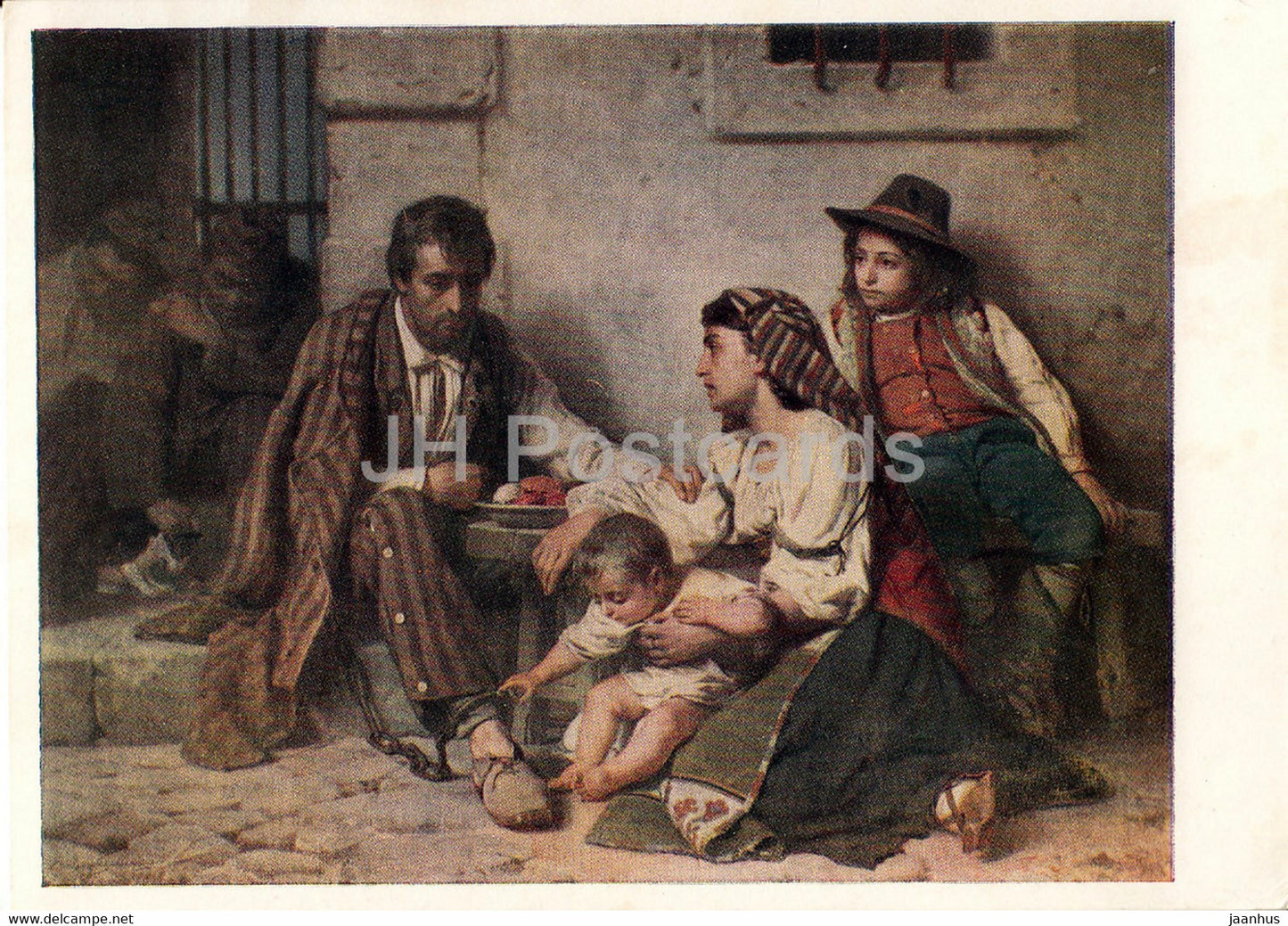 painting by V. Vereshchagin - Prisoner's meet with his family - Russian art - 1958 - Russia USSR - unused - JH Postcards