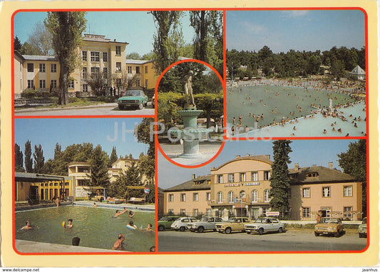 Harkanyfurdo - pool - cars - multiview - 1993 - Hungary - used - JH Postcards